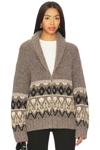 Joe's Jeans Inga Fairisle Cardigan in Charcoal Brown from Revolve.com | Revolve Clothing (Global)