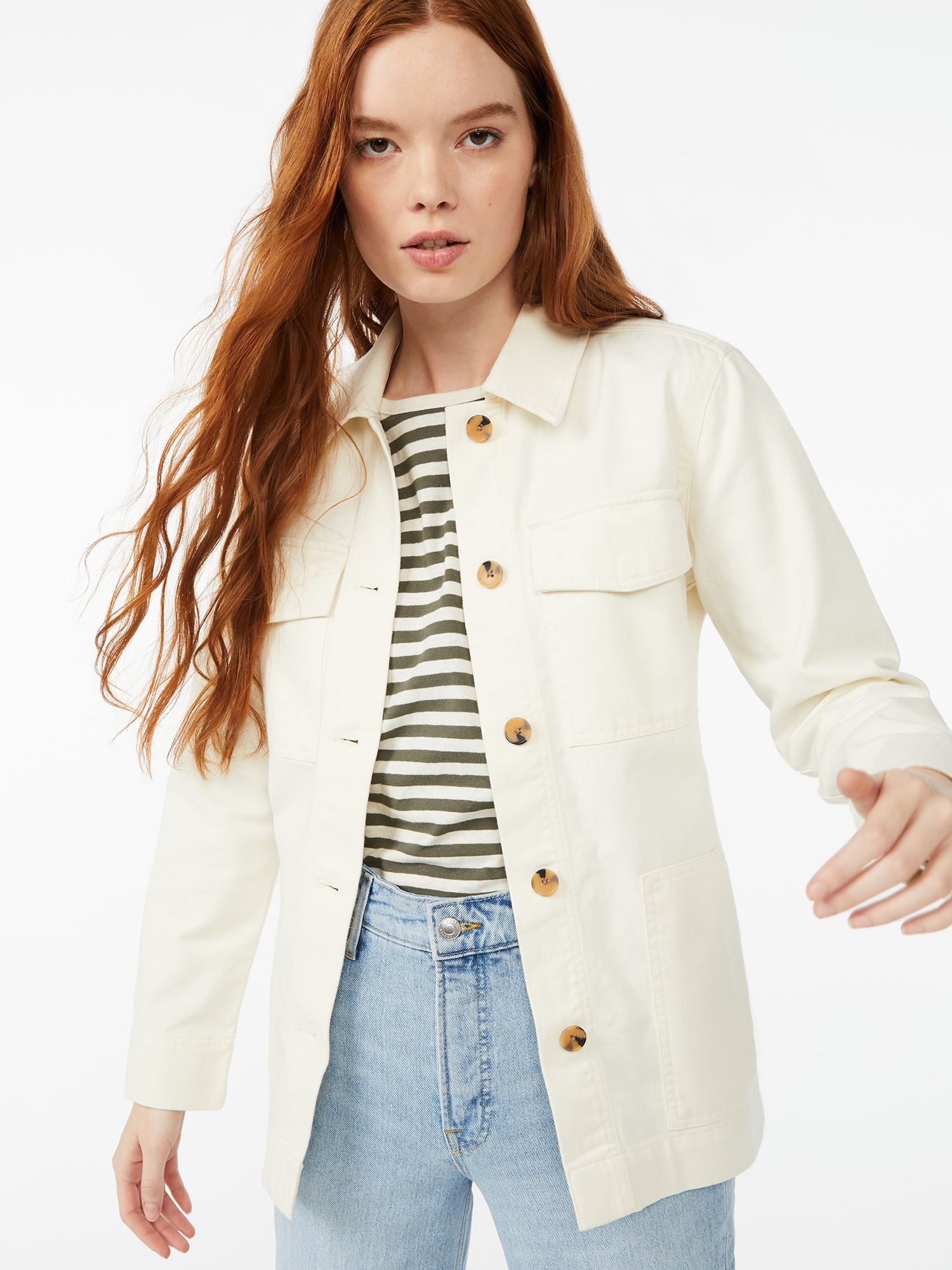 Free Assembly Women's Button-Front Utility Jacket - Walmart.com | Walmart (US)