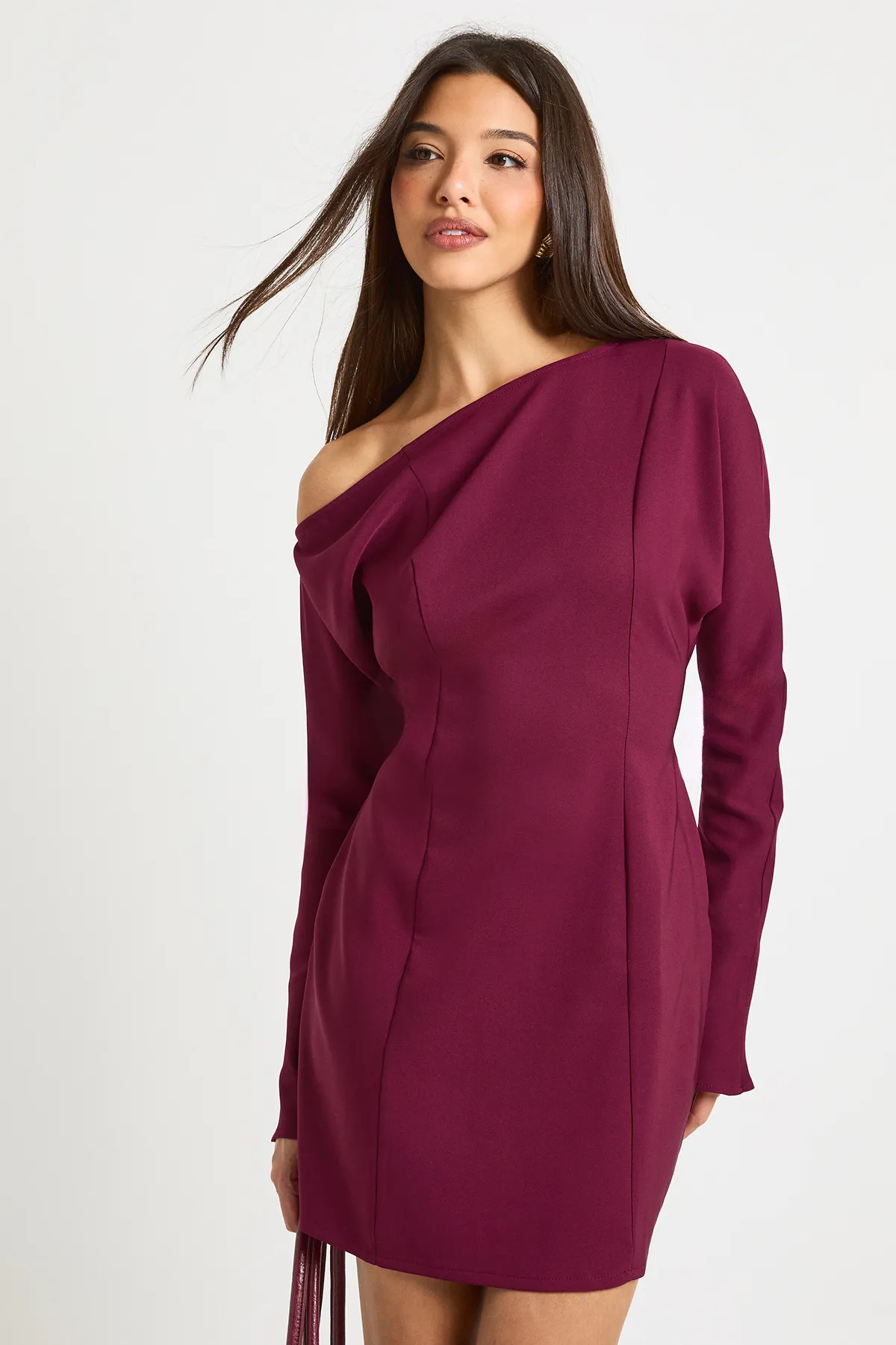Structured Bardot Mini Shift Dress | boohoo (US & Canada)