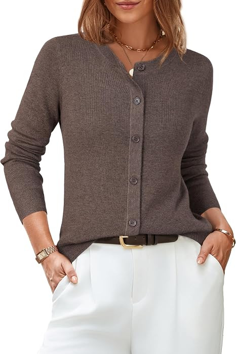 Arach&Cloz Women's Wool Blend Lightweight Business Casual Cardigan Sweaters Tops | Amazon (US)