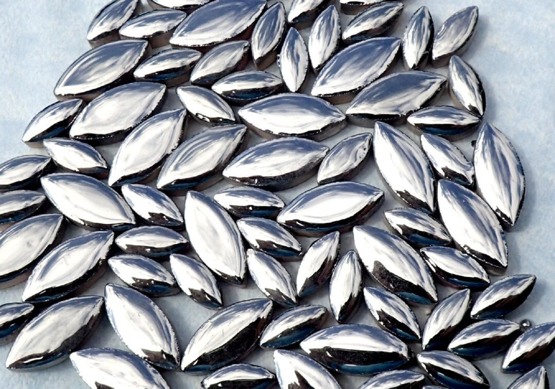 Shiny Silver Petals Mosaic Tiles 50g Ceramic Metallic Leaves in Mix of 2 Sizes 1/2 and 3/4 - Etsy | Etsy (US)