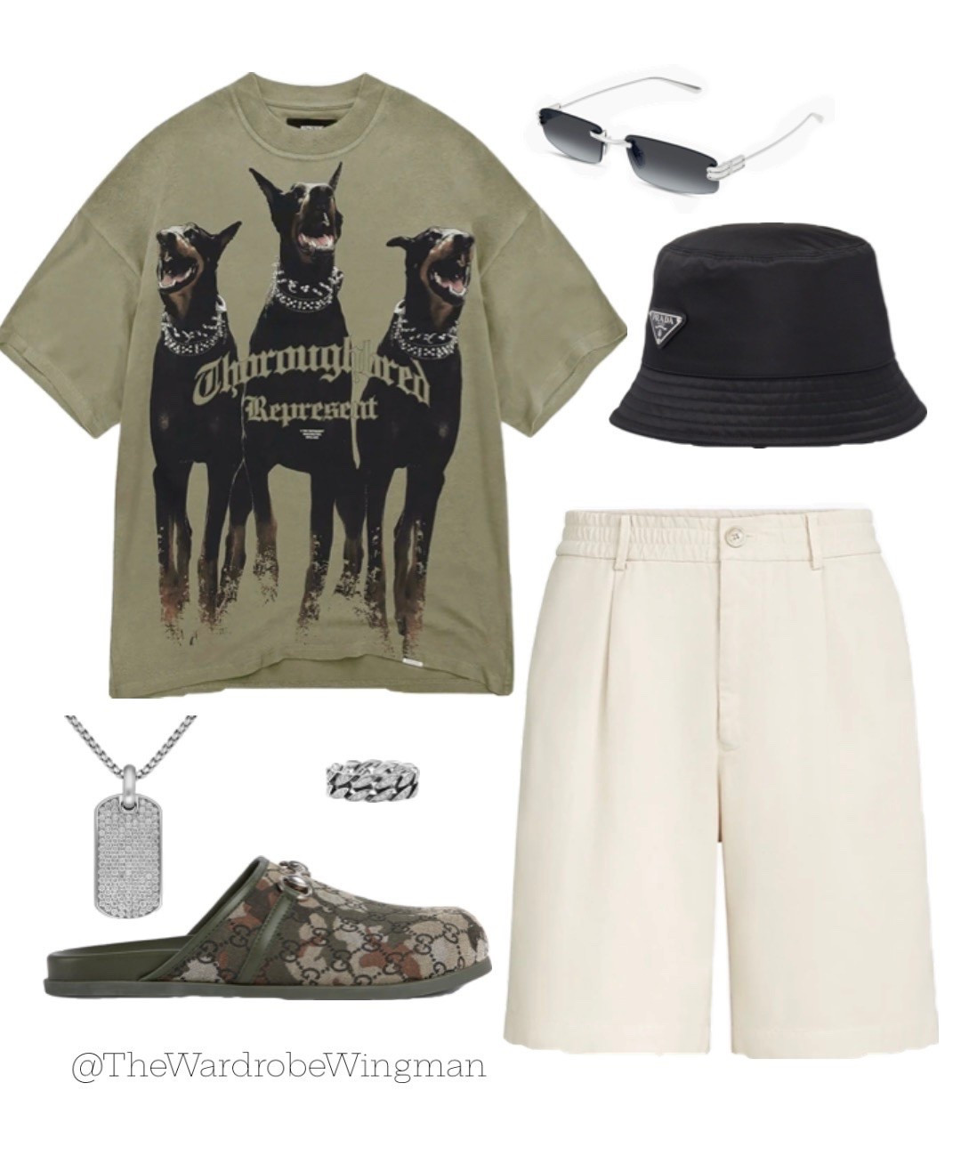 This one surprised her — and that’s exactly the point. An oversized Represent Doberman graphic tee, tailored cream pleated shorts, Gucci GG monogram mules, a Prada black bucket hat, rimless silver sunglasses, a diamond dog tag necklace and a chain ring. Edgy meets clean — and she’s obsessed. Shop every piece through the link below 👇
#MensStreetwear #GraphicTeeMen #LuxuryStreetStyle #MensFashion #DesignerMensFashion #MensOOTD #StreetwearMen #GucciStyle #MensAccessories #TheWardrobeWingman #ad

#LTKxMadewell #LTKMens #LTKSeasonal