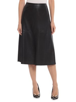 Faux Leather Panelled A Line Midi Skirt | Saks Fifth Avenue OFF 5TH