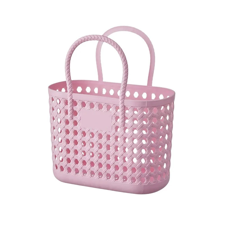 Plastic Storage Basket Large Portable Plastic Storage Basket, Pink Foldable Laundry Hamper Basket... | Walmart (US)