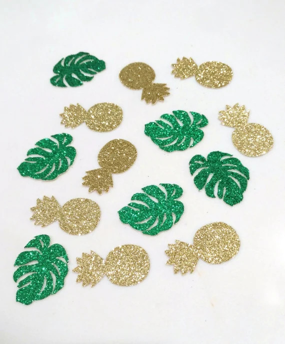 Tropical Confetti, Tropical Decorations, Gold Pineapple, Tropical Shower Decorations, Beach Weddi... | Etsy (US)