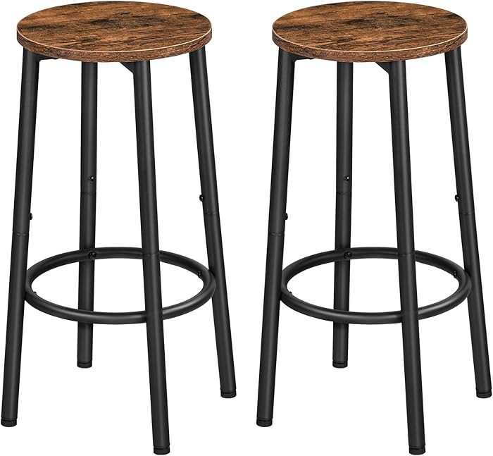 HOOBRO Bar Stools, Set of 2 Bar Chairs, Kitchen Round Height Stools with Footrest, Breakfast Bar ... | Amazon (US)