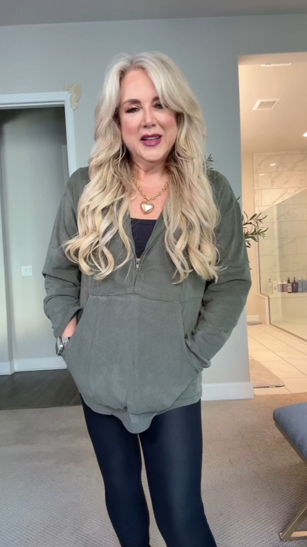 💚 Loving this gorgeous sage green half-zip hoodie! (L) Super soft, cozy, and long enough to wear with leggings (L) and long sleeve tee (L)  — perfect for everyday layering. Definitely grabbing it in more colors too! 😍✨ #CozyAndChic #HalfZipHoodie #Dakotoo #AmazonFinds #OOTDIn 

 #LTKSeasonal #LTKActive #LTKOver40