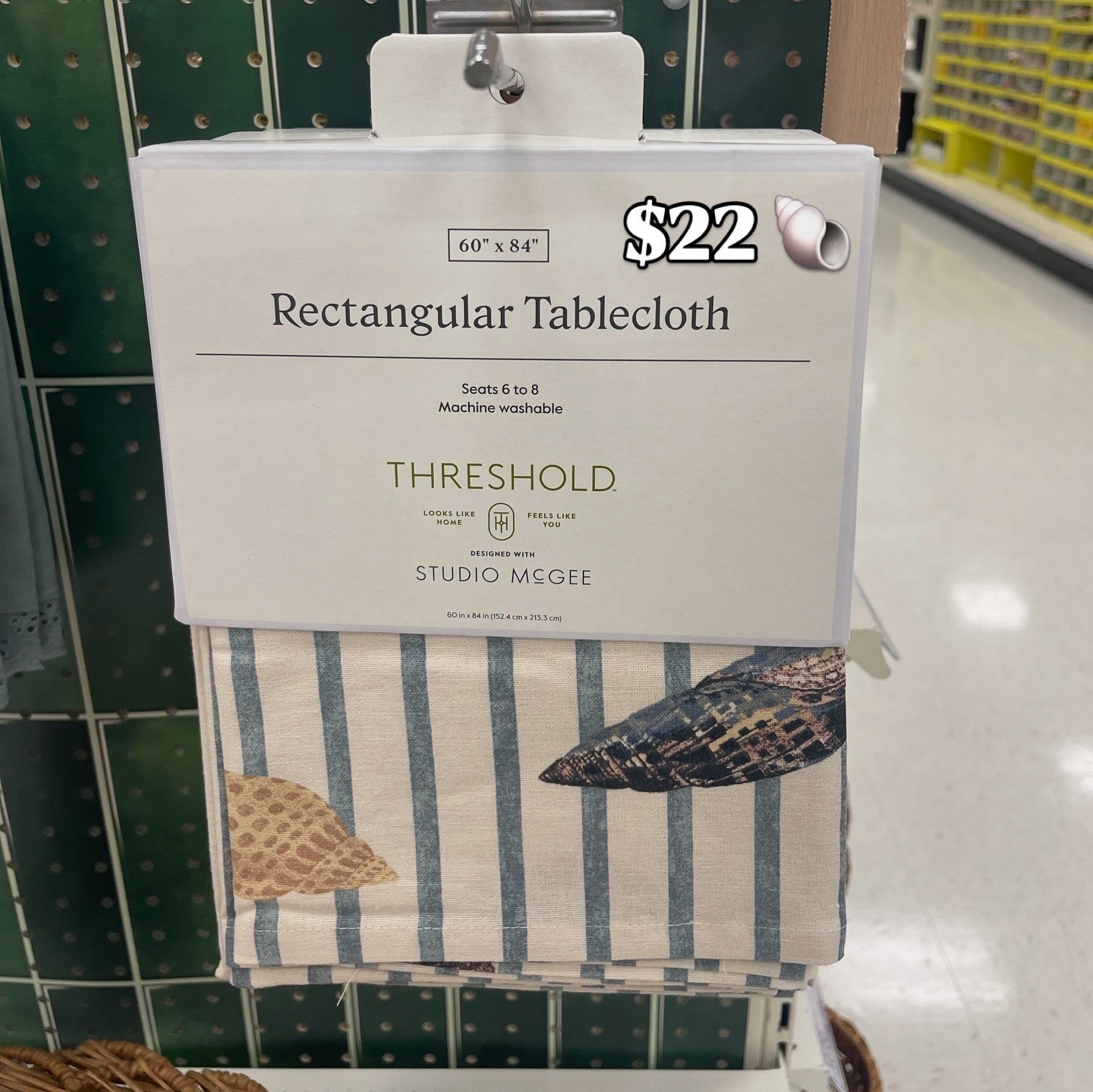 Seashell patterned tablecloth only $22! 