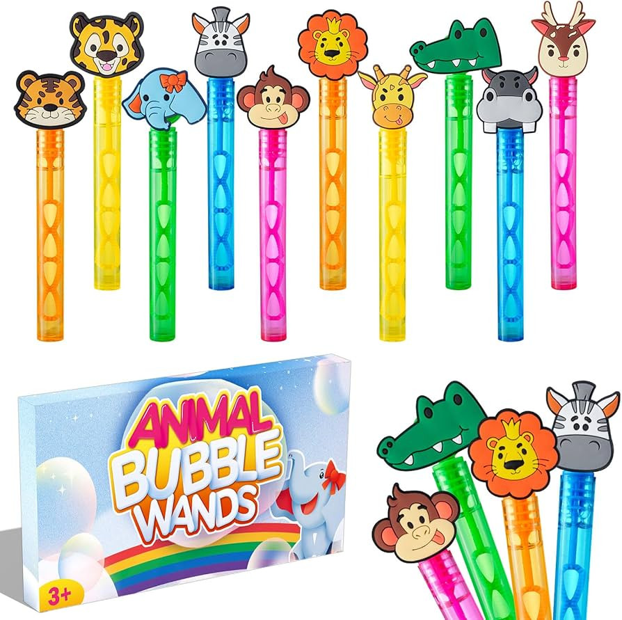 WHALEISLAND Jungle Safari Party Favors,20Pcs Wild Animals Bubble Wands for Kids,Zoo Bubble Wand f... | Amazon (US)