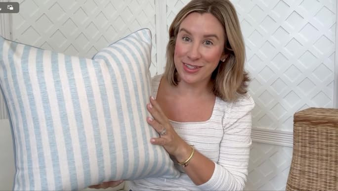 Throw Pillow for Home Harvey Seersucker Style Pillow Cover Coastal Grandmillennial Pillow Cover 2... | Amazon (US)