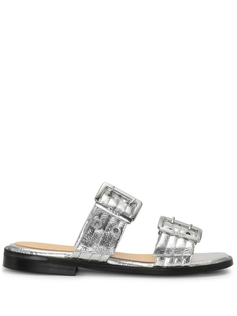 GANNI strap buckle slides - Silver | Farfetch Global