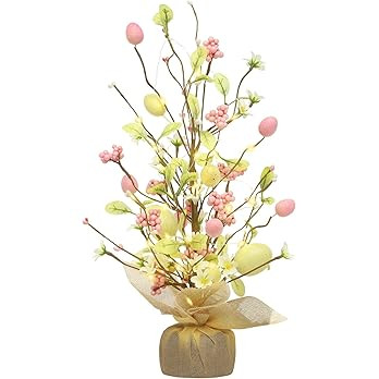 RoseCraft Easter Decorations, 18 Inch Pre-Lit Easter Egg Tree Tabletop Decor with Delicate Orname... | Amazon (US)