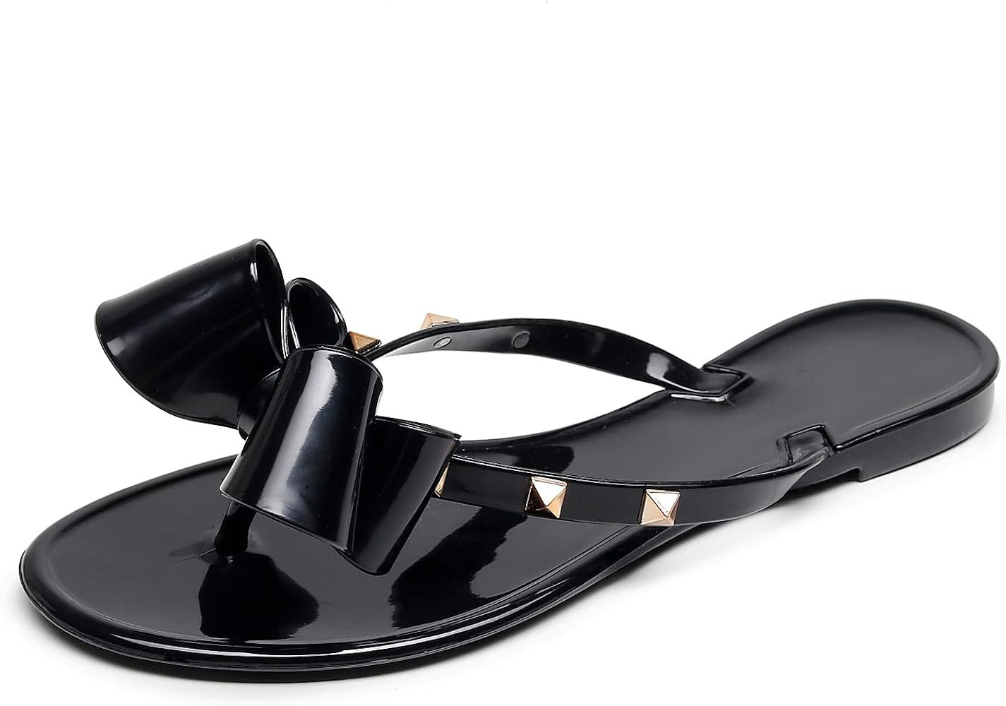 OMGard Jelly Shoes for Women Size 9, Black Studded Jellies Flat Sandals Summer Beach Rivets Strap... | Amazon (US)