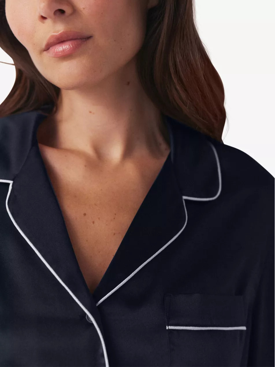 Piped-trim silk pyjama set | Selfridges