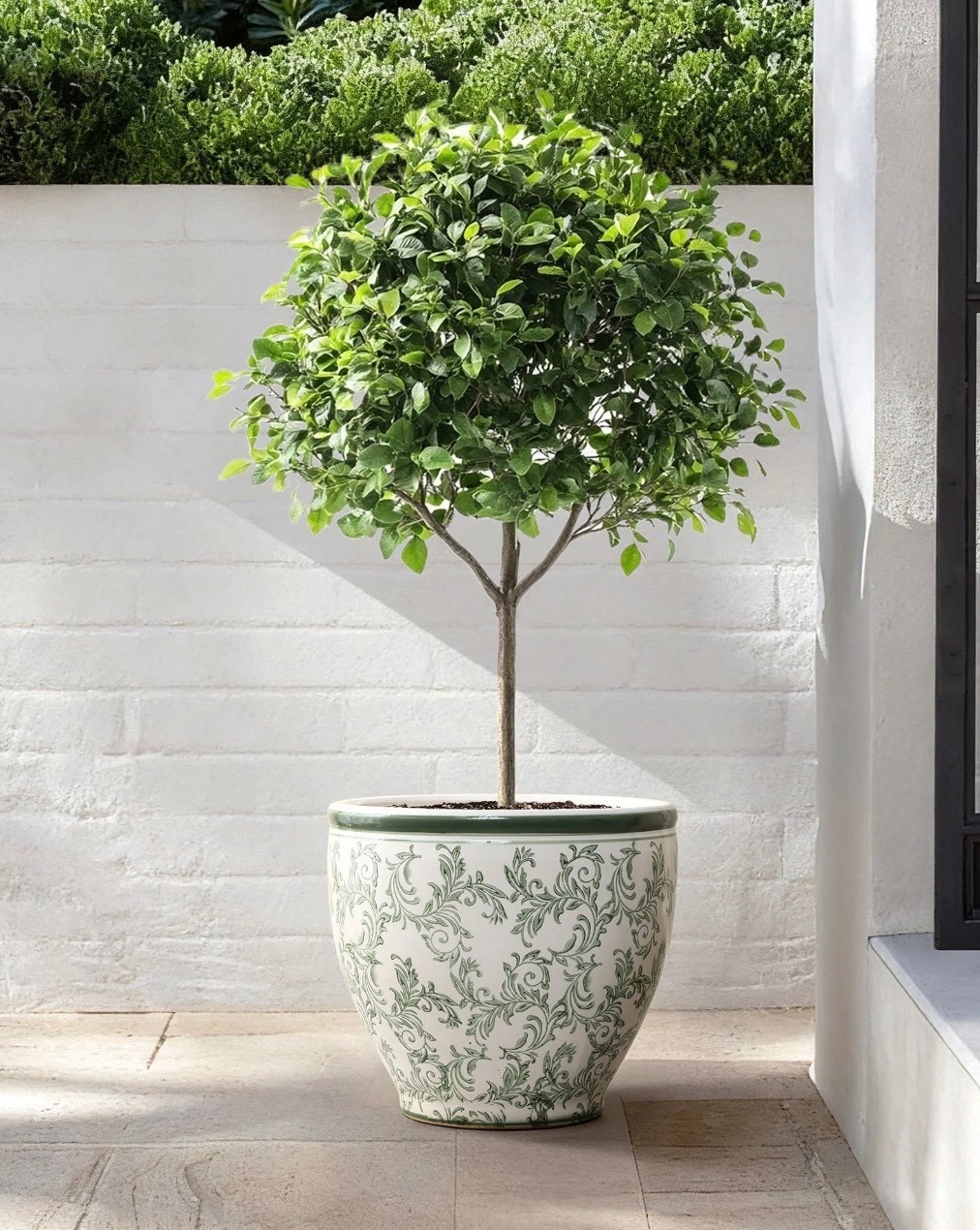  15.5" Dia Green and White Round Planter Pot with Floral Pattern, Large Ceramic Flower Pot with Drainage

#LTKMothersDay #LTKHome #LTKSeasonal