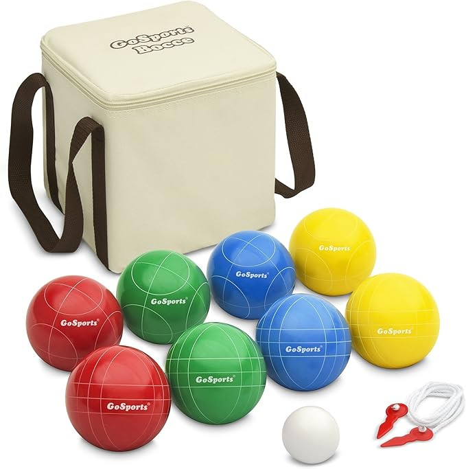 GoSports 90mm Backyard Bocce Set with 8 Balls, Pallino, Case and Measuring Rope | Amazon (US)