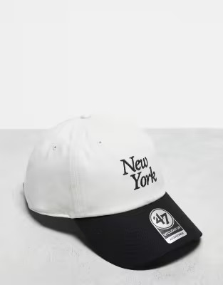 47 Brand – NY – Schlichte Kappe in Schwarz-Bunt mit „New York“-Schriftzug | ASOS (Global)