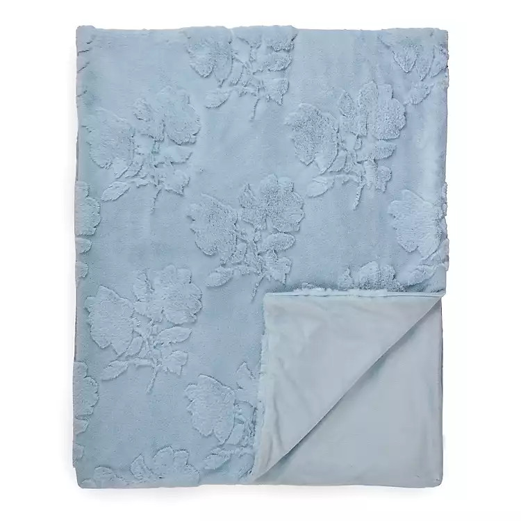 New! Blue Dimensional Flowers Throw | Kirklands