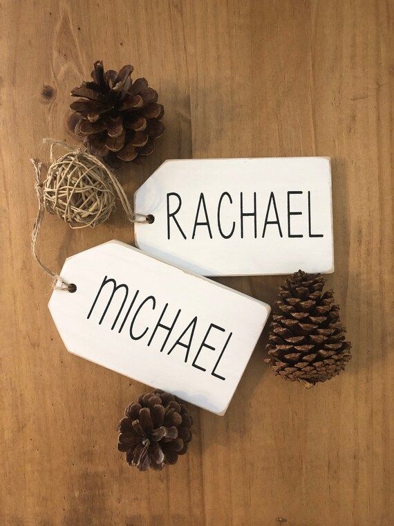 wooden name tags / rae dunn inspired / name tags / christmas stocking tags / gift tags / personal... | Etsy (US)