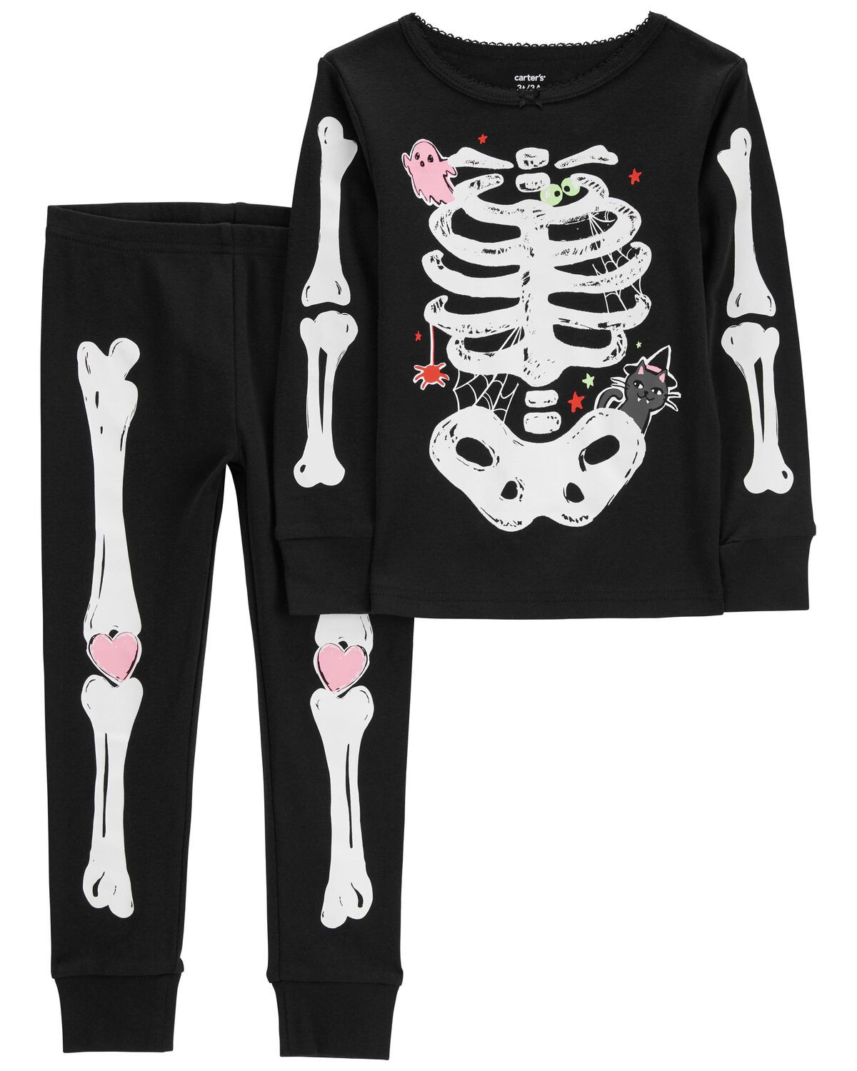 Black Baby 2-Piece Glow Halloween Skeleton 100% Snug Fit Cotton Pajamas | carters.com | Carter's