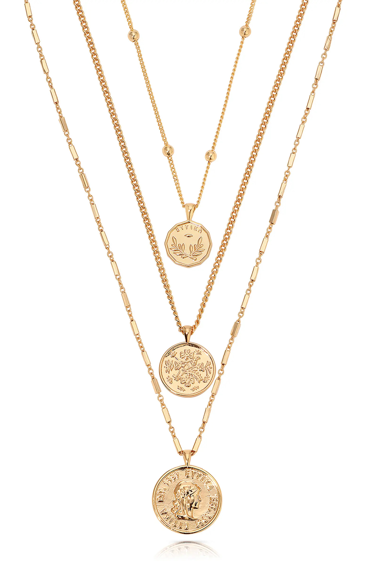 Set of 3 Coin Pendant Necklaces | Nordstrom