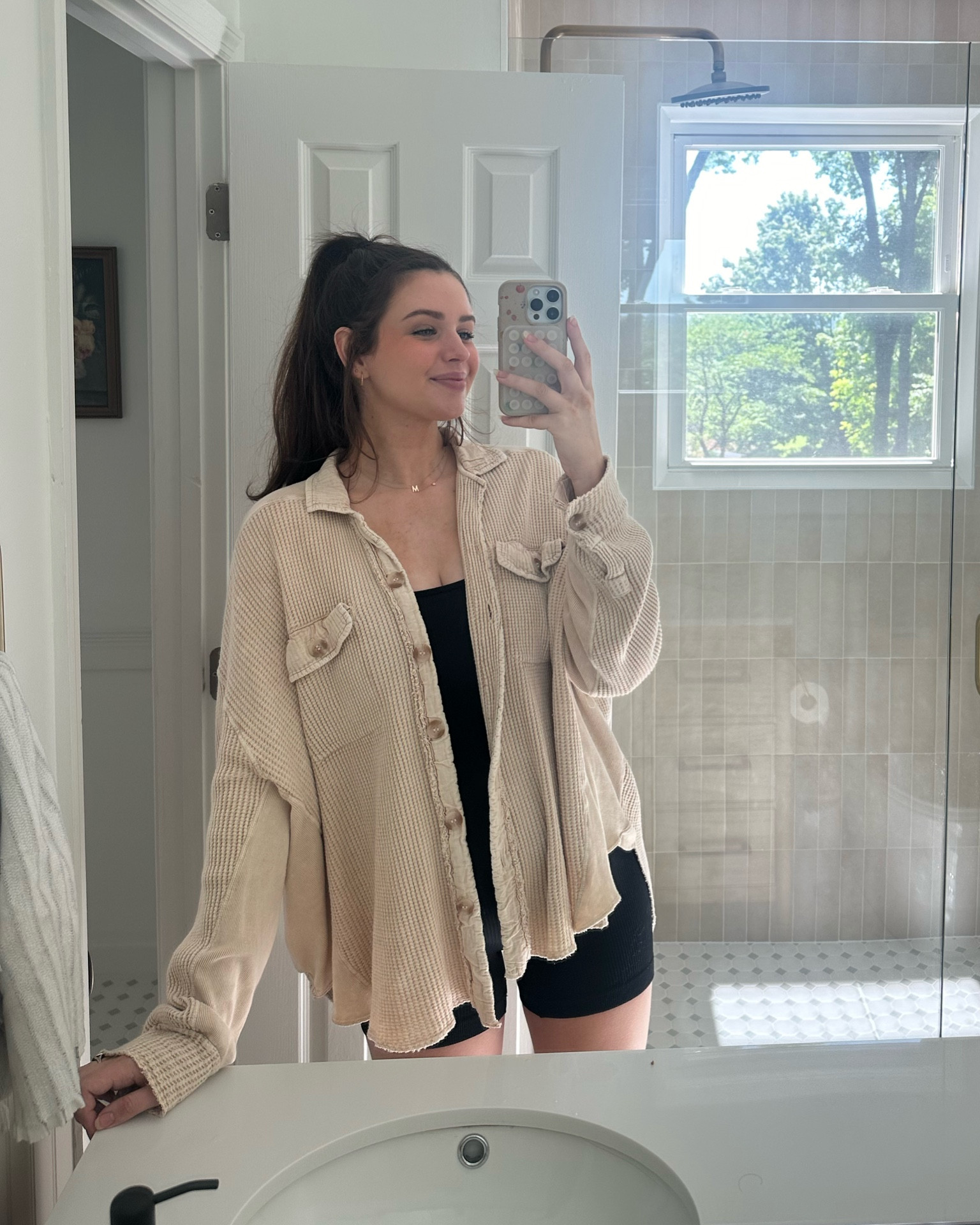 pregnancy OOTD 🤪 31 weeks! 

free people jacket is a size S, amazon romper / jumpsuit is a size M! also added my new Mejuri pieces :)

#LTKhome #LTKActive