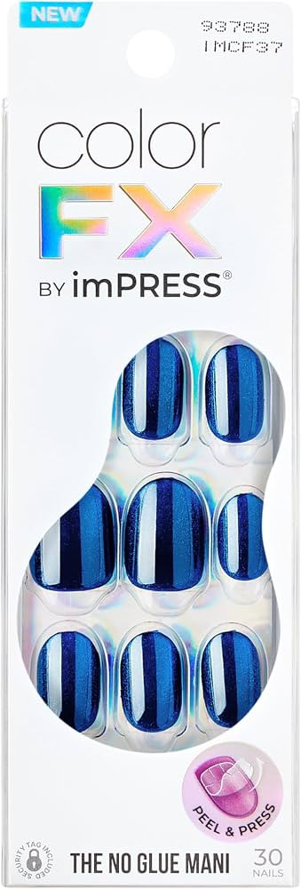 Kiss colorFX by Impress Press On Nails , \u2018Reconnect\u2019, Solid Blue with Pearlescent Finis... | Amazon (US)