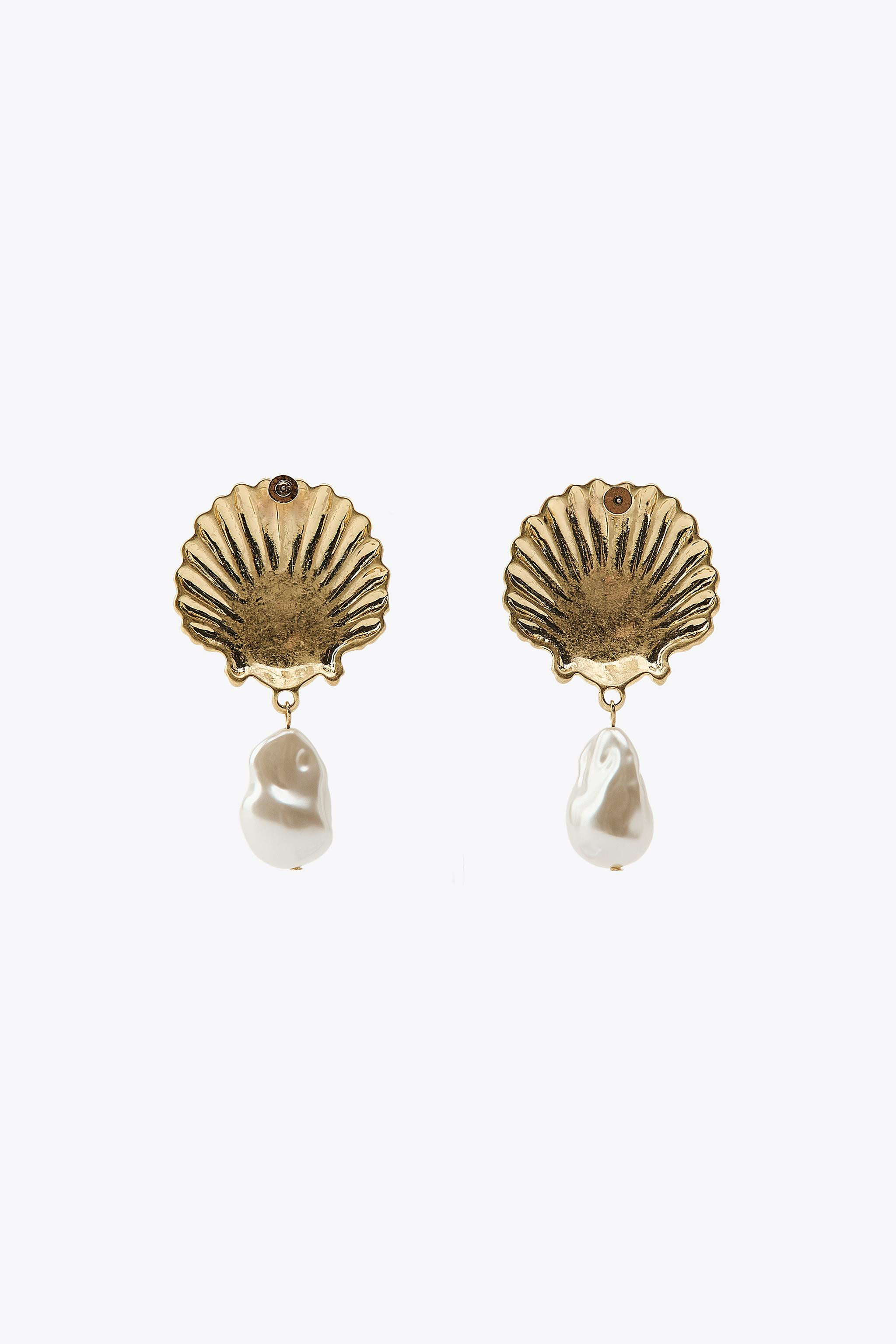 PEARL AND SHELL EARRINGS | Zara US