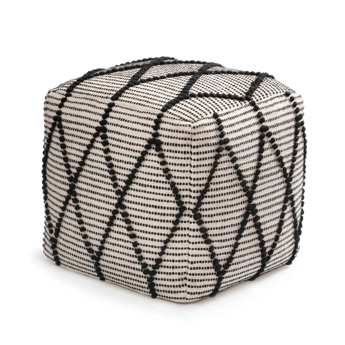 Orvella 17' Black and White Rectangular Upholstered Pouf Ottoman | Wayfair North America