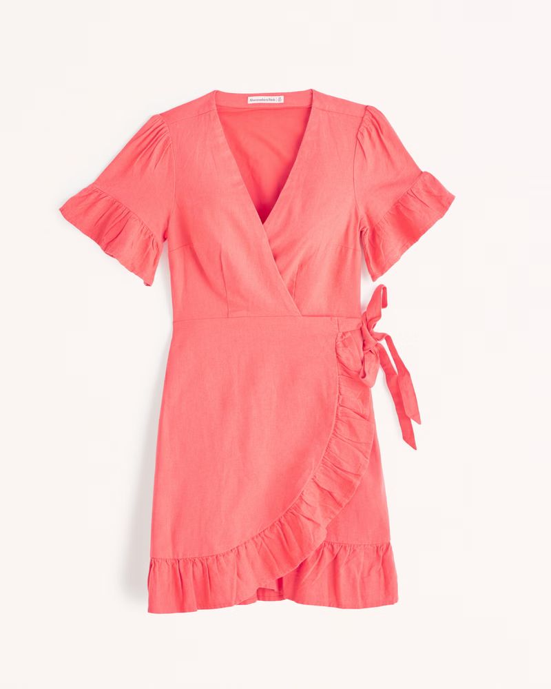 Angel Sleeve Wrap Mini Dress | Abercrombie & Fitch (US)