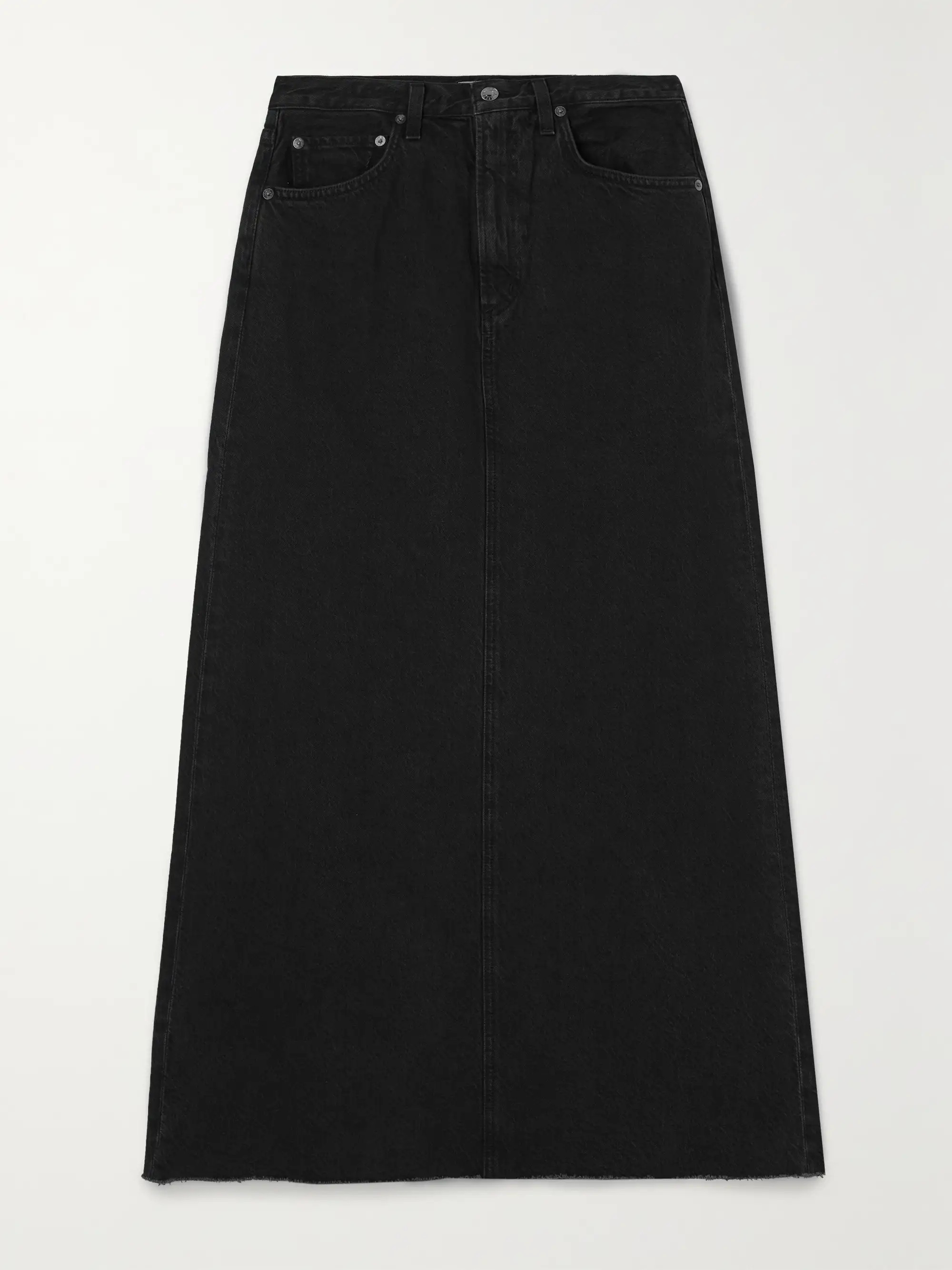 + NET SUSTAIN Hilla distressed organic denim maxi skirt | NET-A-PORTER (UK & EU)