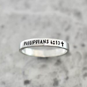 Personalized Bible Verse Ring, Religious Jewelry, Christian Faith Message Skinny Ring, Psalm Ring... | Etsy (US)