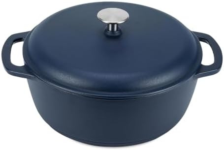 Amazon Basics Enameled Cast Iron Dutch Oven Pot with Lid, Round, Dual Handles, Heavy-Duty, Oven S... | Amazon (US)