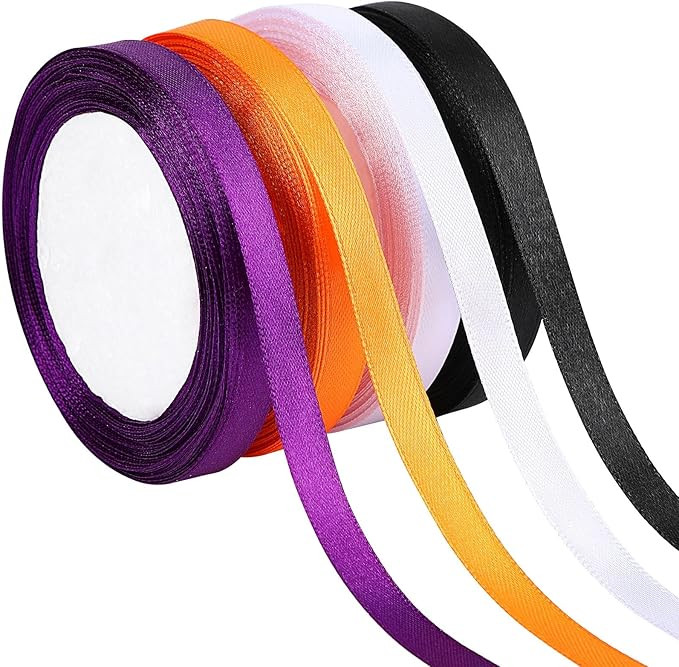 DECYOOL Halloween Ribbons, 4 Rolls 100 Yards Halloween Satin Ribbons 10mm Wide Holiday Gift Wrapp... | Amazon (US)