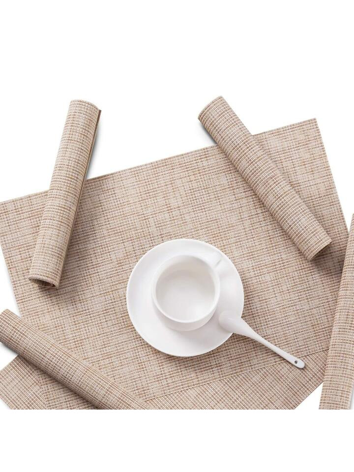 1pc Minimalist Rectangle Placemat, Simple Plain PVC Table Mat For Dining | SHEIN