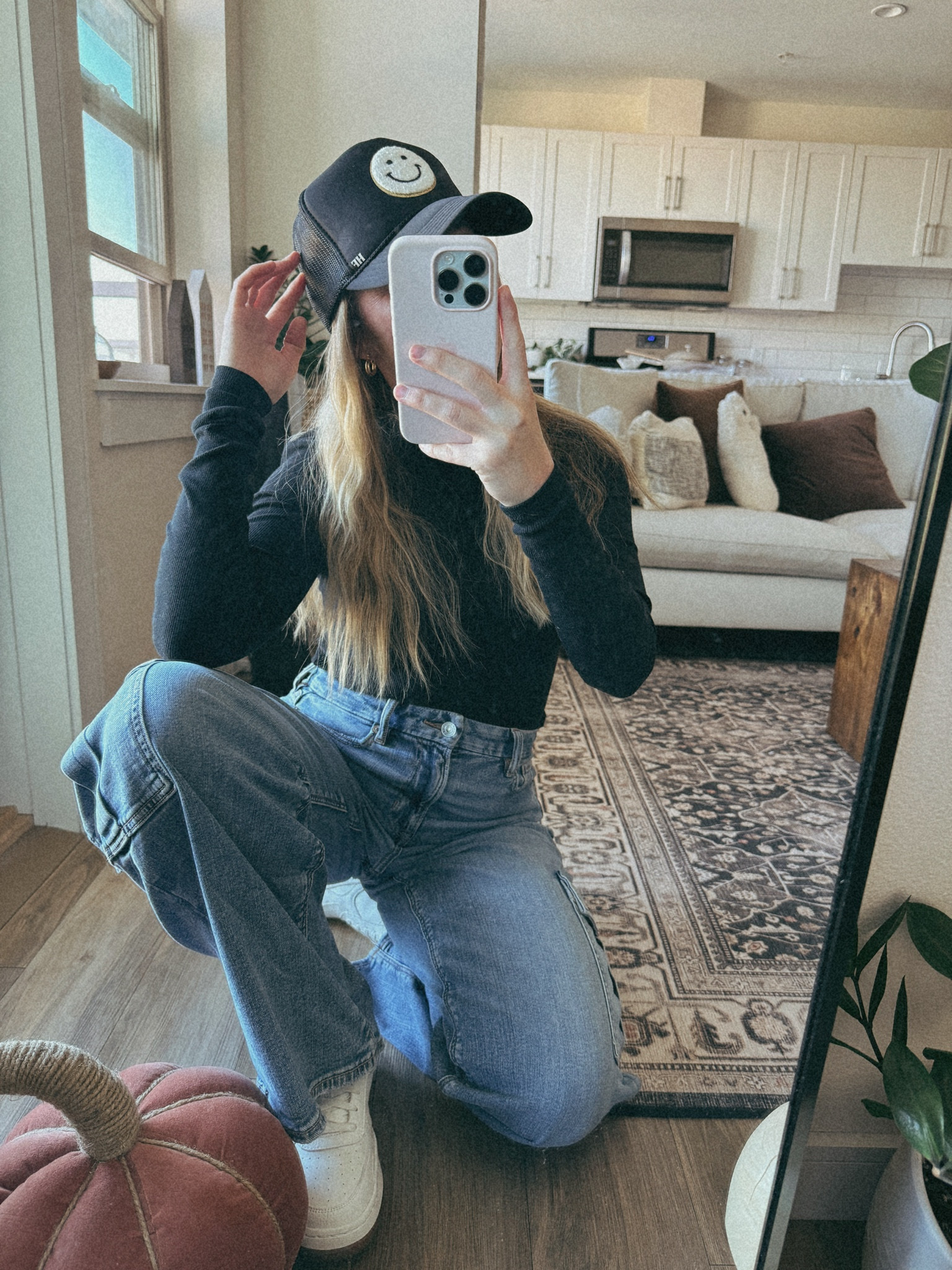 fall is in full swing. happy to have stumbled across these jeans from AE. These ALO shoes are also a great investment & hat is by my small biz. @wearhappyfits 🙂🖤

#LTKGiftGuide #LTKsalealert #LTKSeasonal