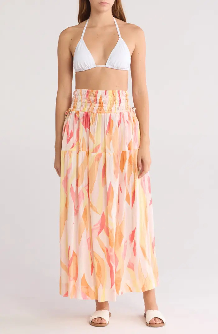Elan Smocked Midi Cotton Cover-Up Skirt | Nordstromrack | Nordstrom Rack