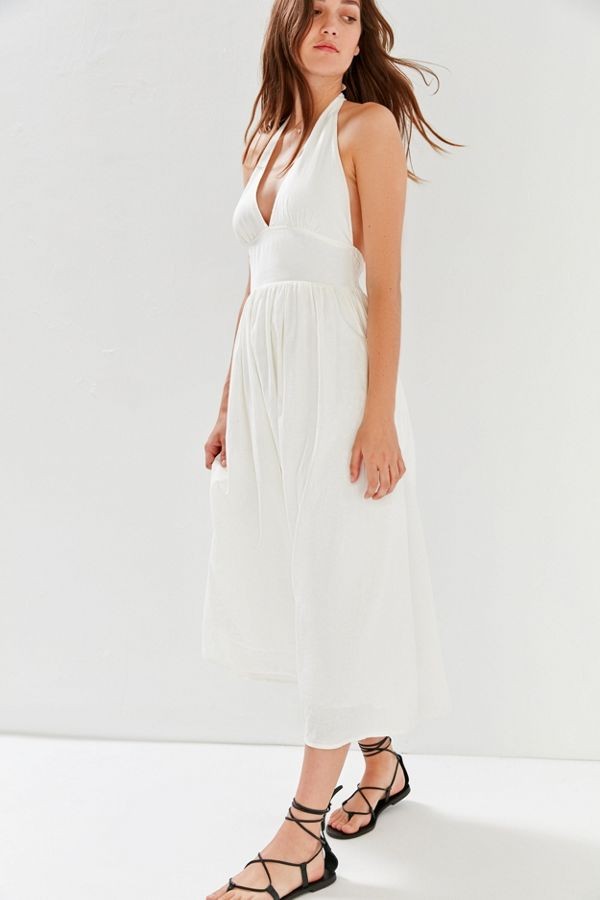UO Betsey Linen Halter Midi Dress | Urban Outfitters (US and RoW)