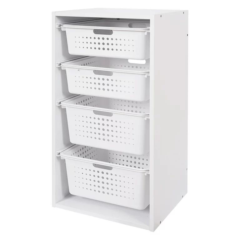 Your Zone Kids Sliding Bin Organizer with 4 Storage Bins, White, Age 3+ | Walmart (US)