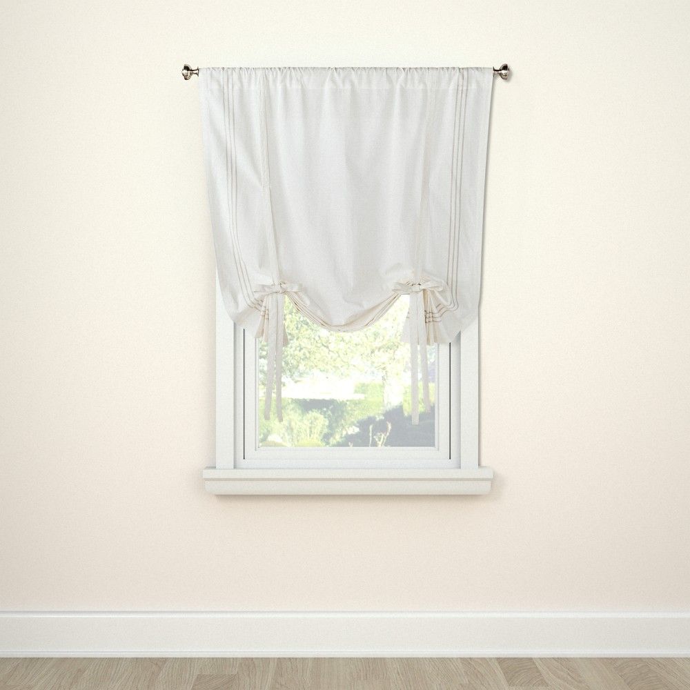 Curtain Panel Tie up Stripe Gray Cream - Threshold, Sour Cream | Target