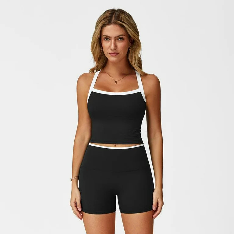 AEXTO 2 Piece Women's Sportswear Tank Top With High Waisted Hip Lifting Shorts Gym Yoga Exercise ... | Walmart (US)