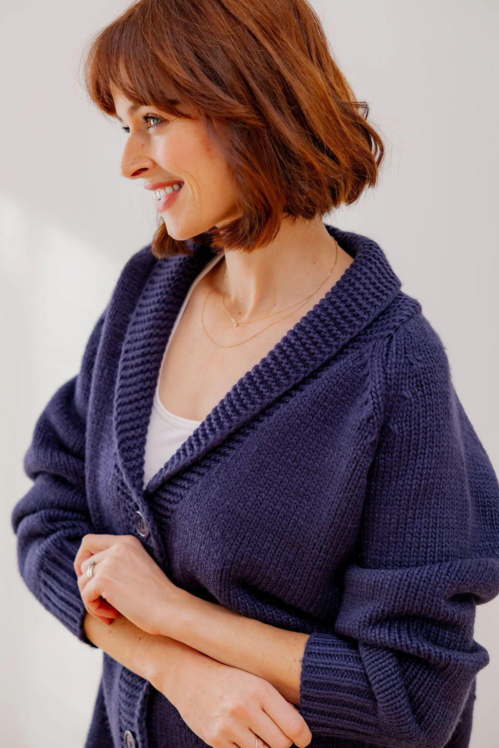 MONTANA Navy Oversized American Flag Cardigan | Pearls & Camo
