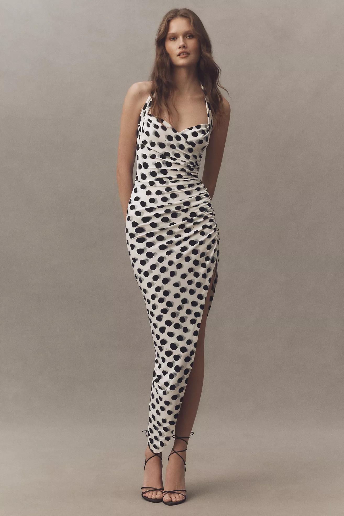 Norma Kamali Cayla Side Draped Jersey Halter Dress | Anthropologie (US)