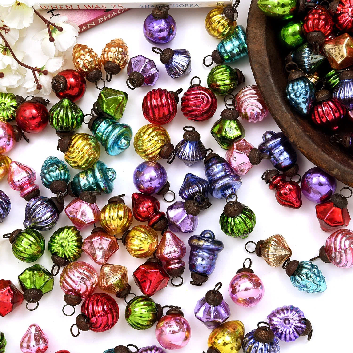 25 Glass Vintage Christmas Ornaments Set Retro Christmas Ornaments | Wayfair North America