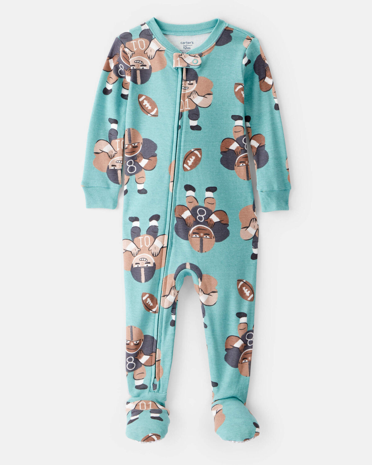 Toddler Boy Football 100% Cotton Long-Sleeve 1-Piece Pajamas - Green | Carter's Inc