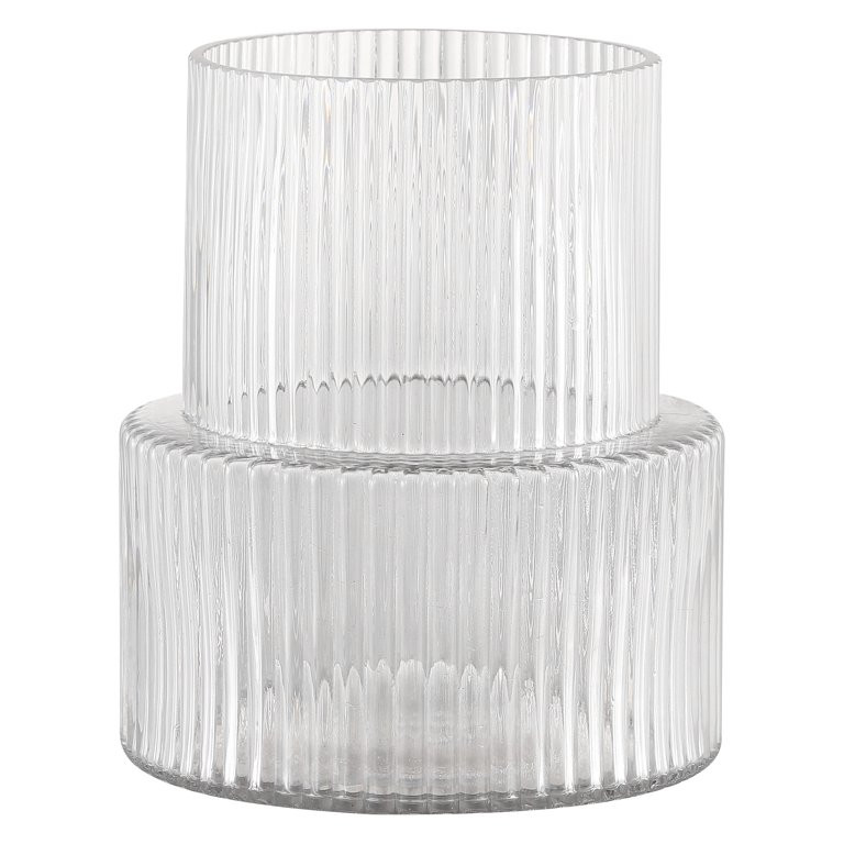 Ribbed Glass Vase for Flowers, Fluted Glass Vase, Glass Flower Vase, Clear Ribbed Vase, Glass Cyl... | Walmart (US)
