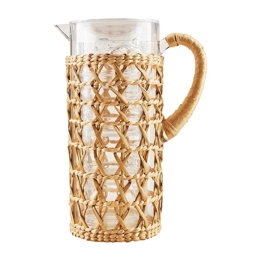 Mud Pie Acrylic Woven, pitcher 78 oz | glass 12 oz, Brown | Amazon (US)