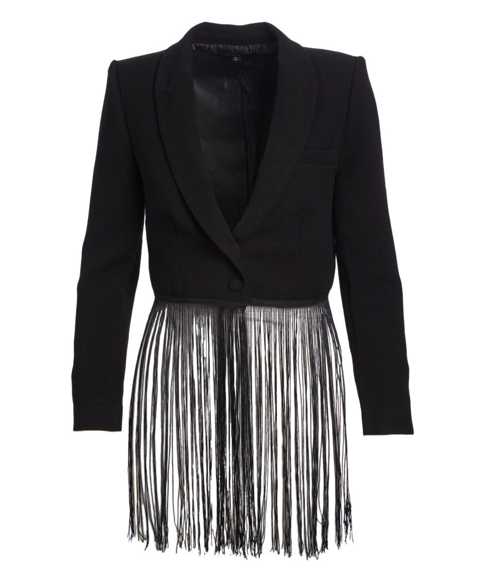 Lea & Viola Women's Blazers blk - Black Fringe Blazer - Women | Zulily