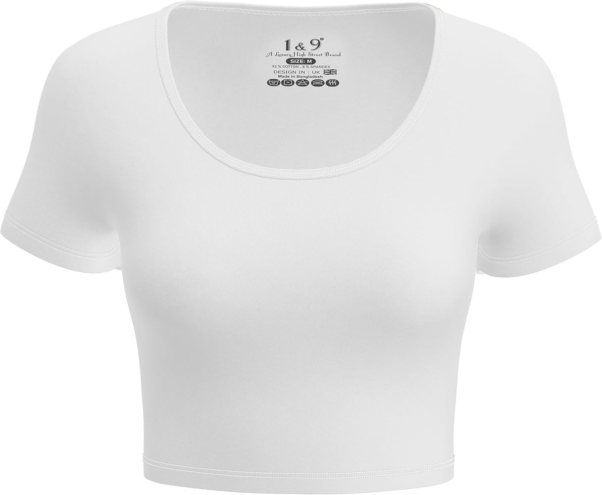 Basic Crop Tops for Women Short Sleeve T-Shirts Scoop Neck Cropped Shirts Women's Crop Top Cute S... | Amazon (US)