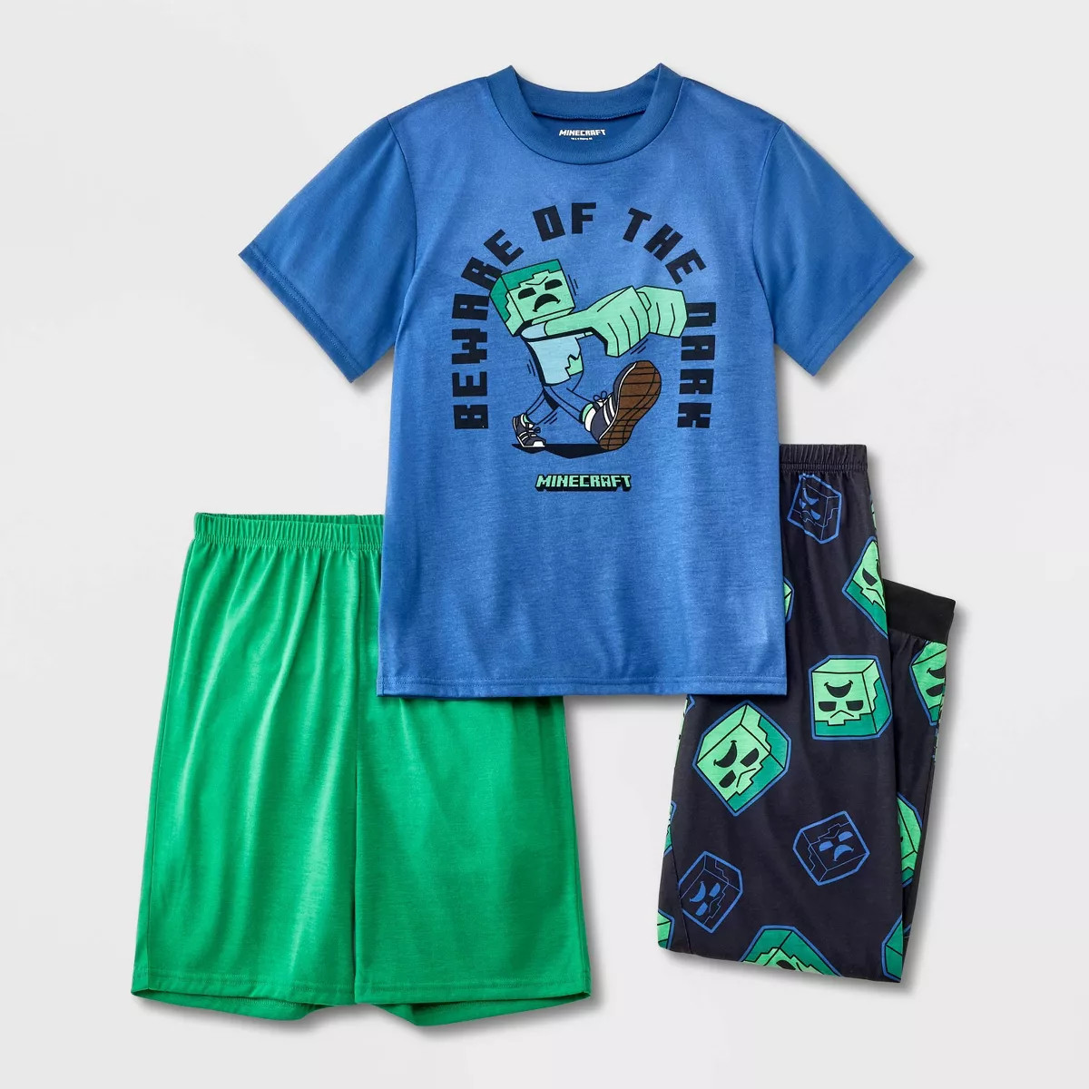 Boys' Minecraft Creeper 3pc Pajama Set - Blue/Green | Target